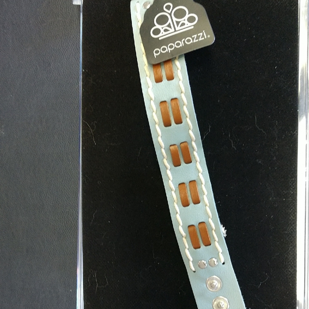 Paparazzi Blue and Brown Arm Band with Geometric Design